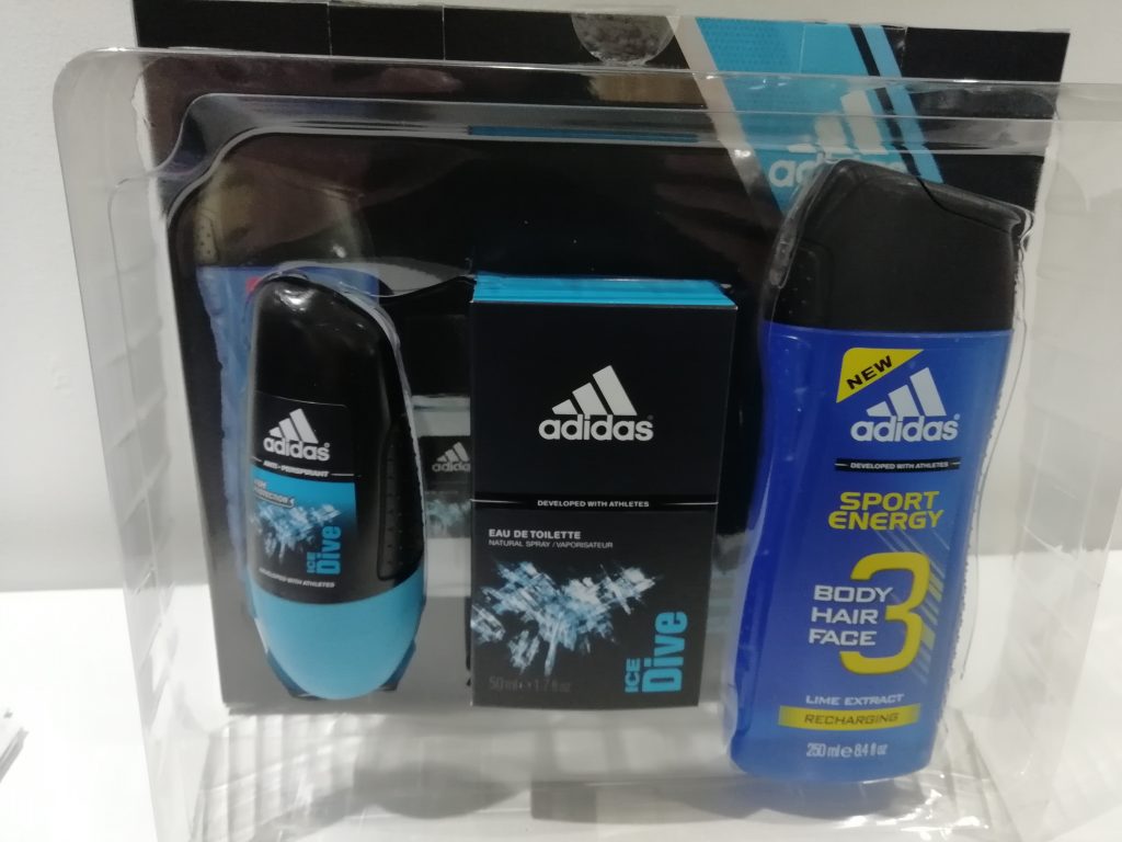 Coty Adidas Ice Dive Gift set for Men 50ml EDT+Roll On +Shower gel